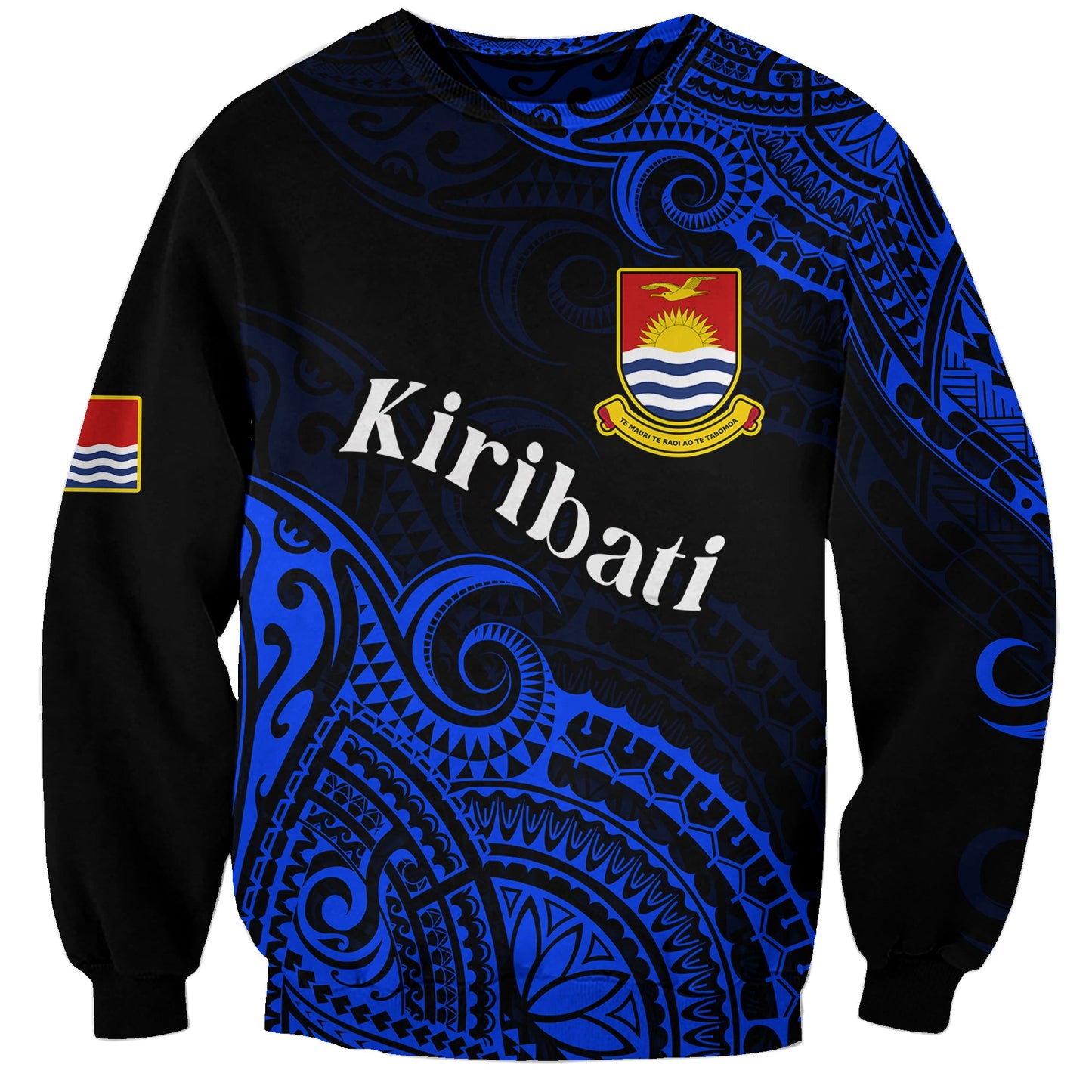 Ribaberiki Kiribati Coat Of Arms Mix Blue Polynesian Sweatshirt