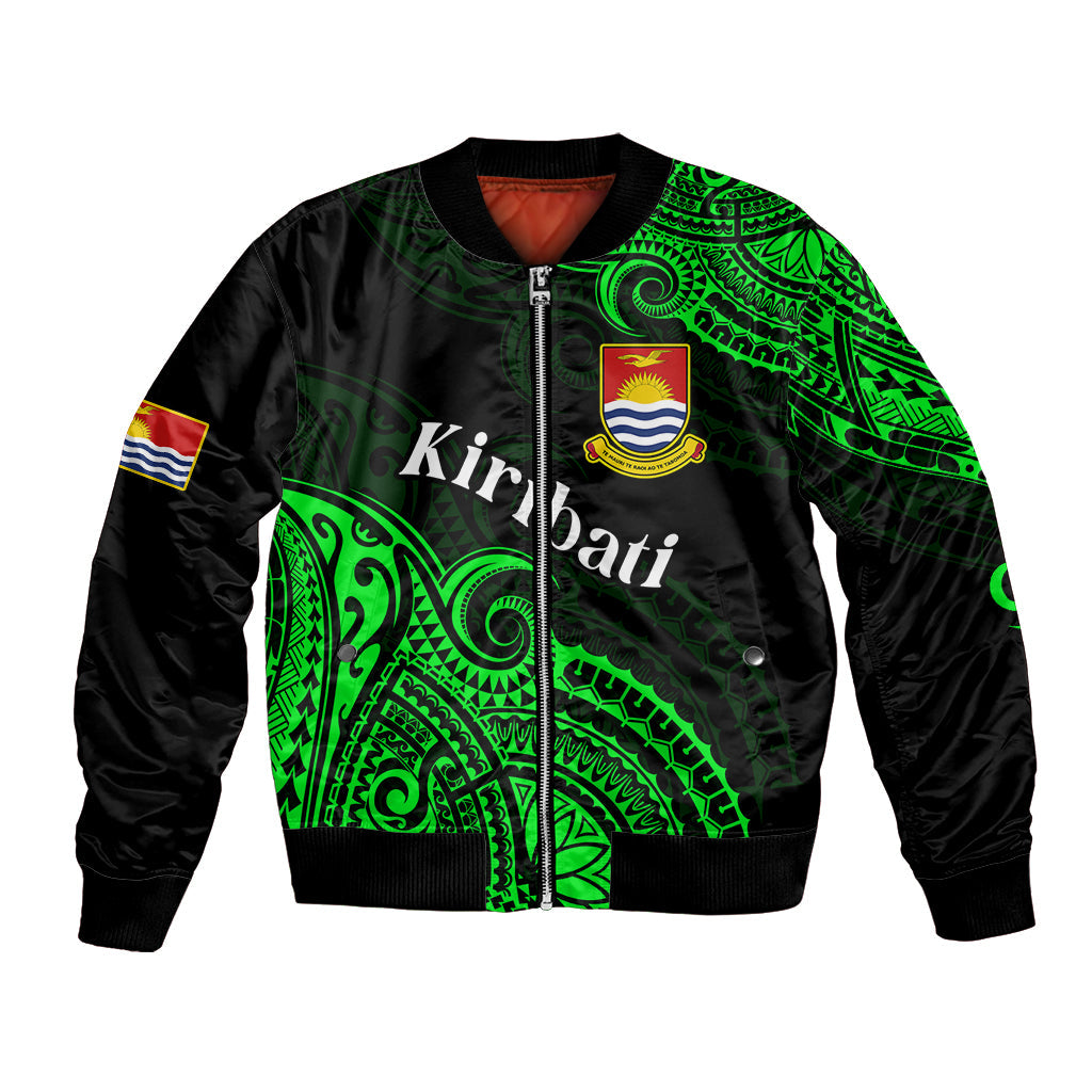 Ribaberiki Kiribati Coat Of Arms Mix Green Polynesian Bomber Jacket
