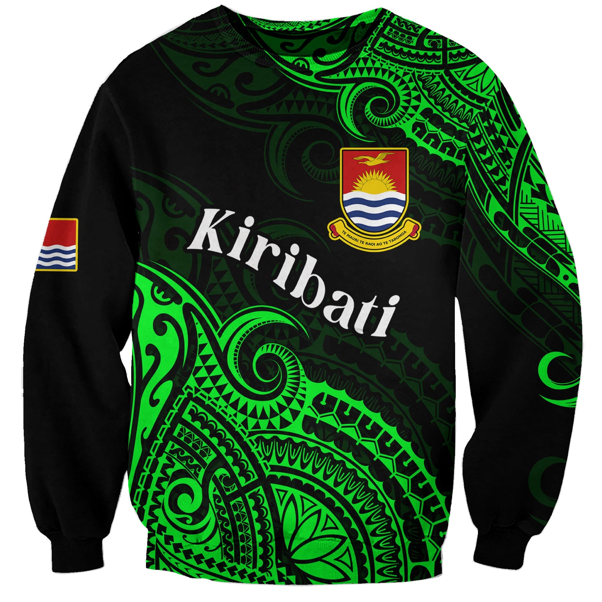 Ribaberiki Kiribati Coat Of Arms Mix Green Polynesian Sweatshirt