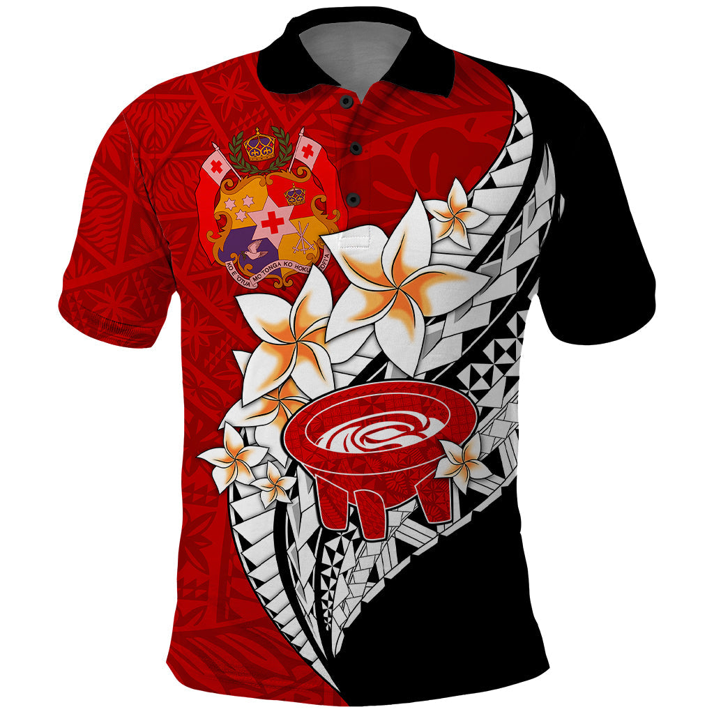 Custom Personalised Tonga Kava Bowl Polo Shirt Togan Kupesi Ngatu Pattern Black