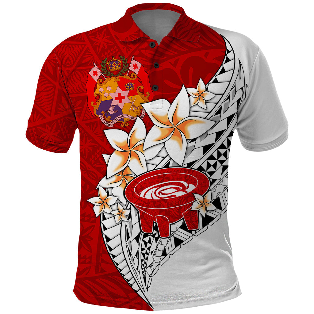 Tonga Kava Bowl Polo Shirt Togan Kupesi Ngatu Pattern White
