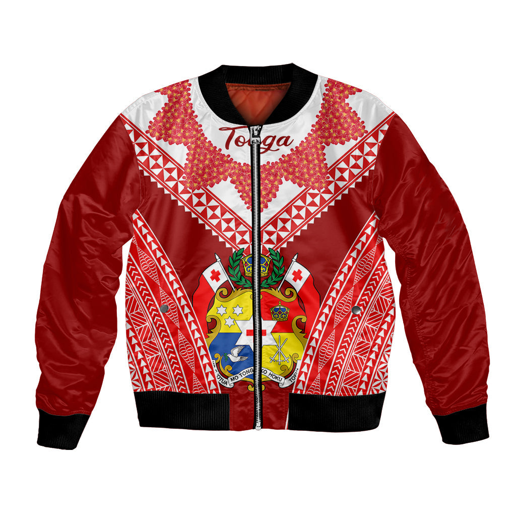 Tonga Heilala Flowers Bomber Jacket Tongan Ngatu White Special Verison