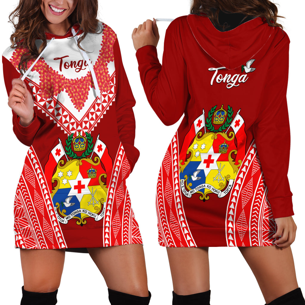 Tonga Heilala Flowers Hoodie Dress Tongan Ngatu White Special Verison