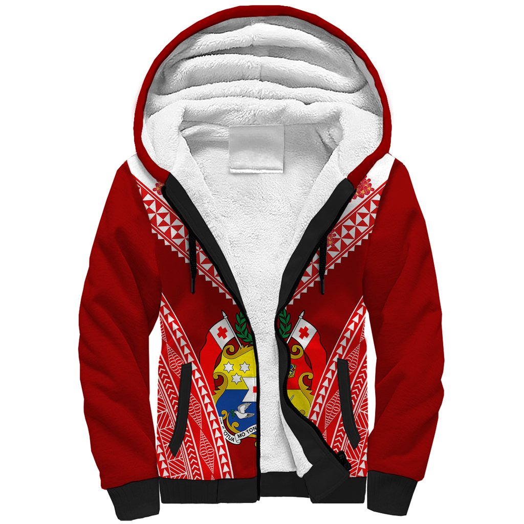 (Custom Personalised) Tonga Heilala Flowers Sherpa Hoodie Tongan Ngatu White Special Verison