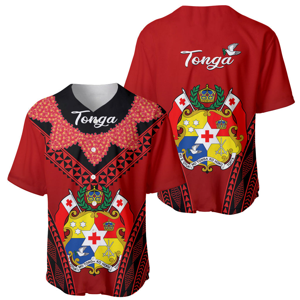 Tonga Heilala Flowers Baseball Jersey Tongan Ngatu Black Special Verison