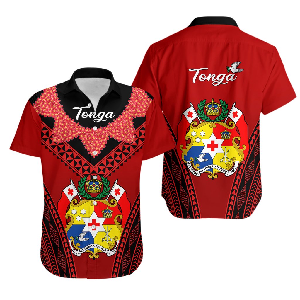Tonga Heilala Flowers Hawaiian Shirt Tongan Ngatu Black Special Verison