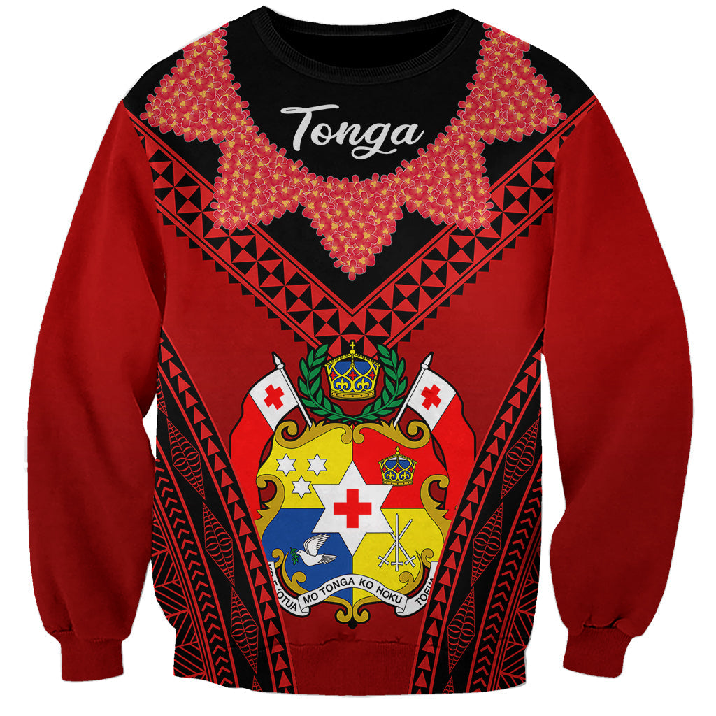 Tonga Heilala Flowers Sweatshirt Tongan Ngatu Black Special Verison