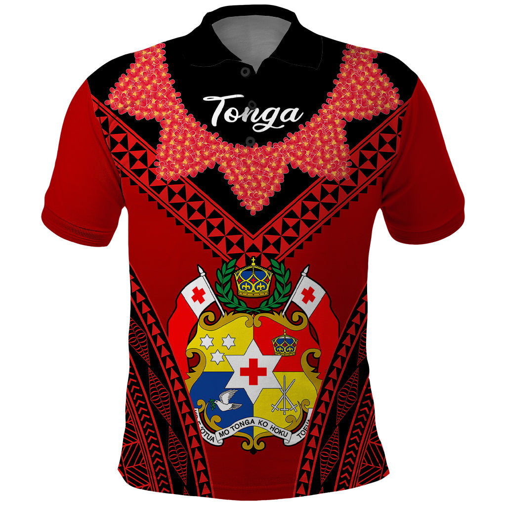 Tonga Heilala Flowers Polo Shirt Tongan Ngatu Black Special Verison