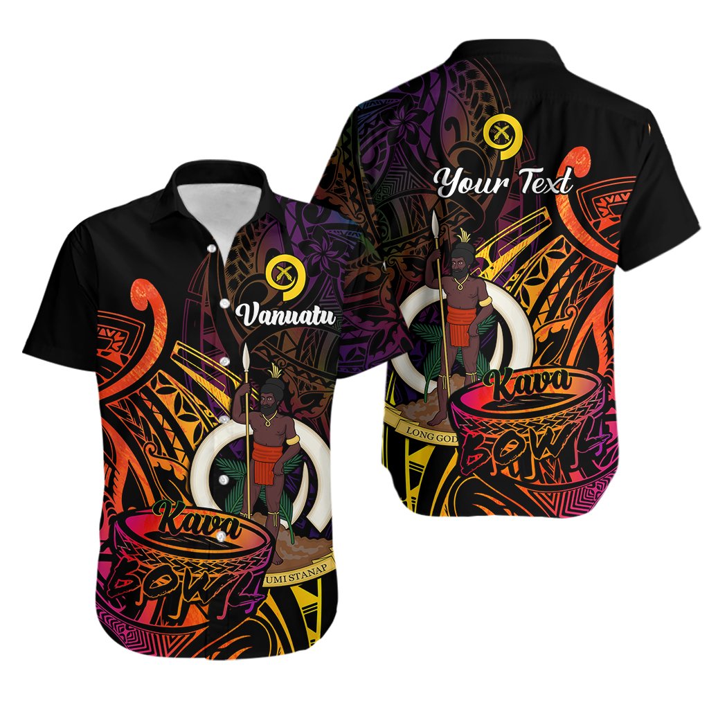 Custom Personalised Vanuatu Hawaiian Shirt Kava Bowl Mix Polynesian Gradient Style