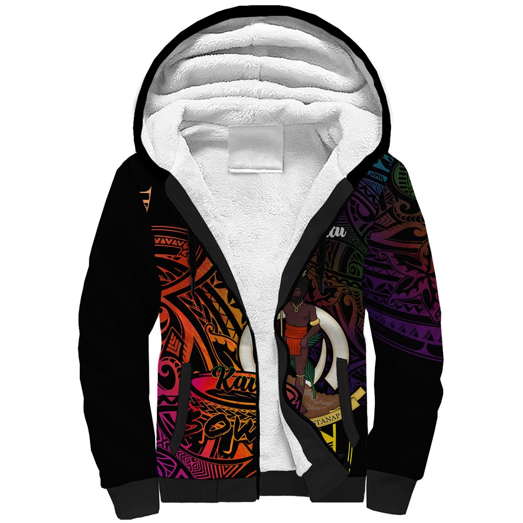 (Custom Personalised) Vanuatu Sherpa Hoodie Kava Bowl Mix Polynesian Gradient Style