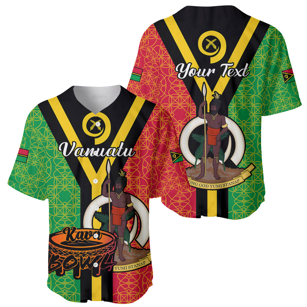 (Custom Personalised) Vanuatu Baseball Jersey Kava Bowl Mix Sand Drawing Flag Style