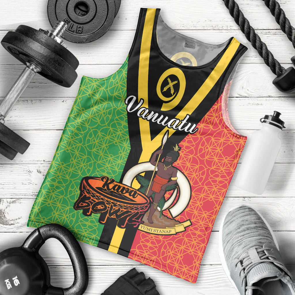 Vanuatu Men Tank Top Kava Bowl Mix Sand Drawing Flag Style
