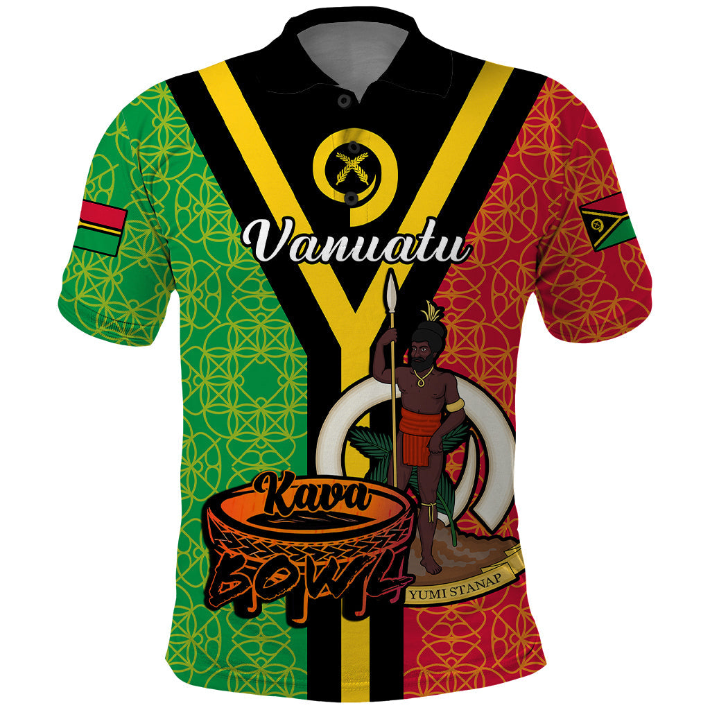 Vanuatu Polo Shirt Kava Bowl Mix Sand Drawing Flag Style