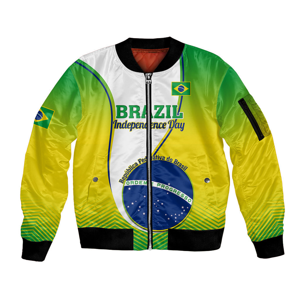 Custom Brazil Sleeve Zip Bomber Jacket Sete de Setembro Happy Independence Day