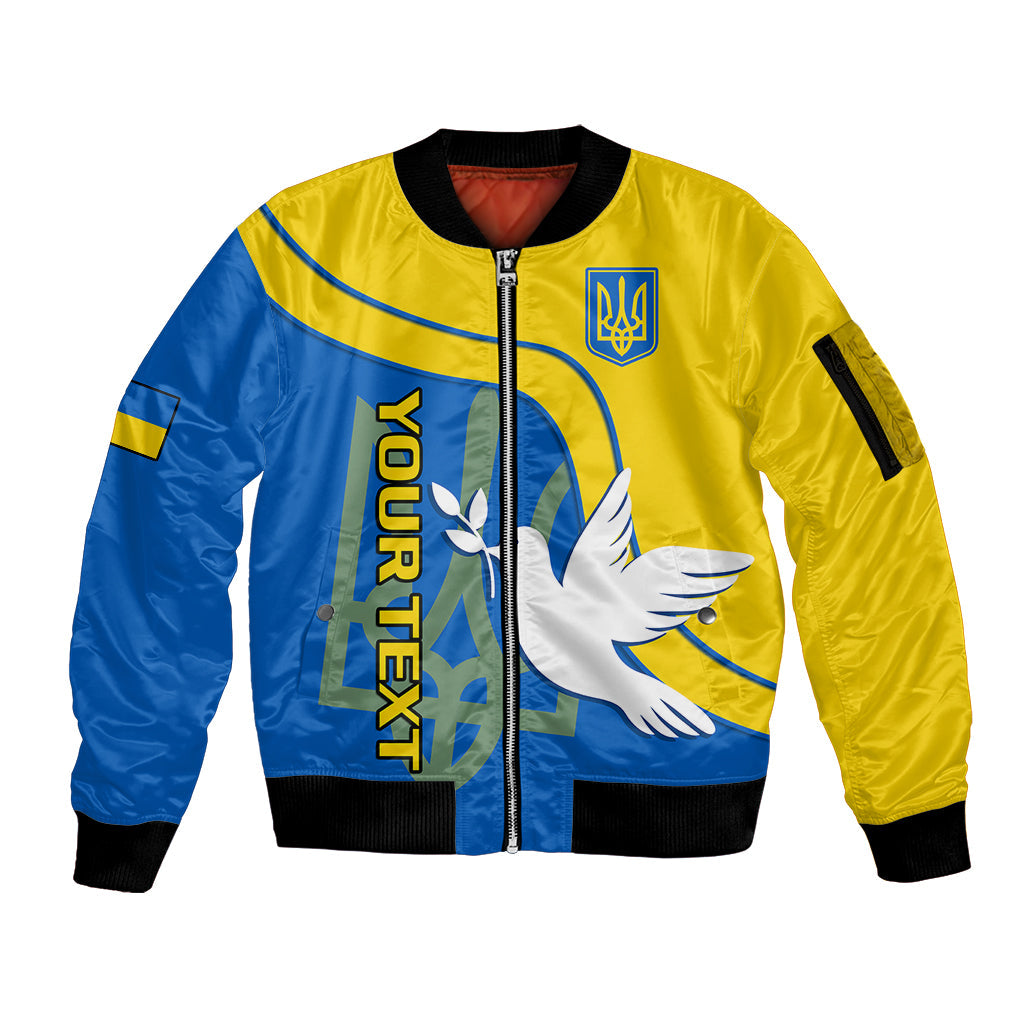 Personalised Ukraine Sleeve Zip Bomber Jacket Slava Ukraini Sporty Version