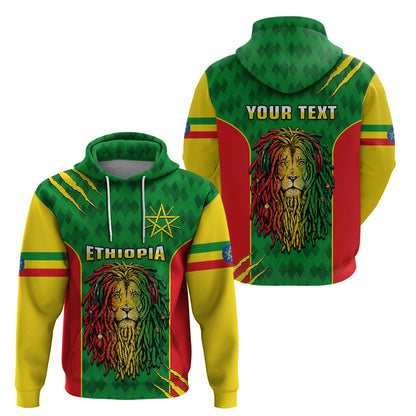Custom Ethiopia Hoodie Mens Dreadlock Rasta Lion Headphones