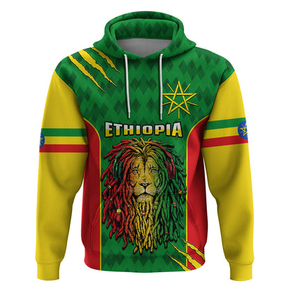Custom Ethiopia Hoodie Mens Dreadlock Rasta Lion Headphones