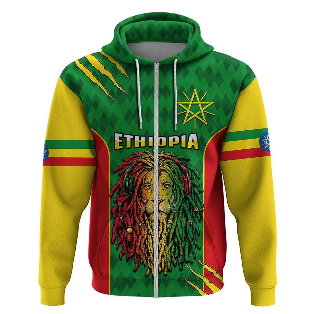 Custom Ethiopia Hoodie Mens Dreadlock Rasta Lion Headphones