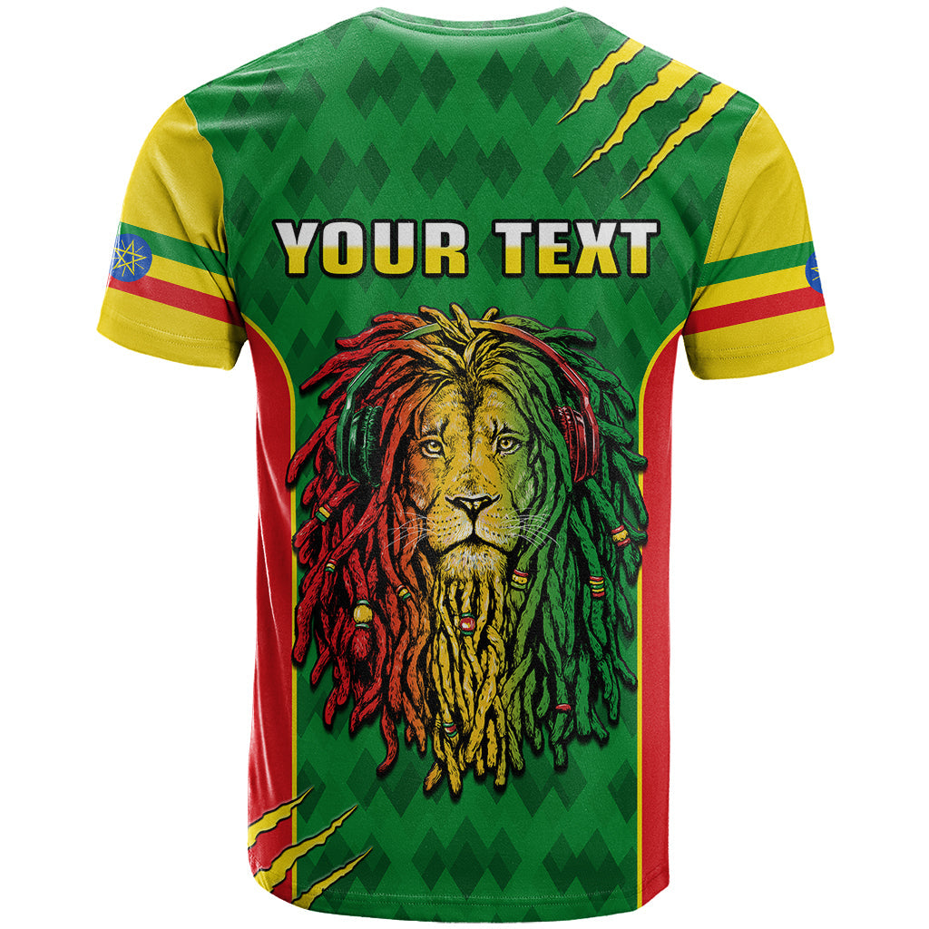 Personalised Ethiopia T Shirt Men'S Dreadlock Rasta Lion Headphones