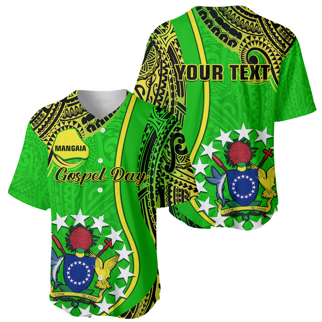 Personalised Cook Islands Baseball Jersey Mangaia Gospel Day Green Version