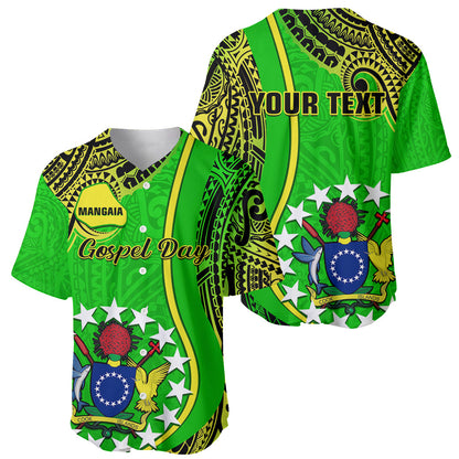 Personalised Cook Islands Baseball Jersey Mangaia Gospel Day Green Version