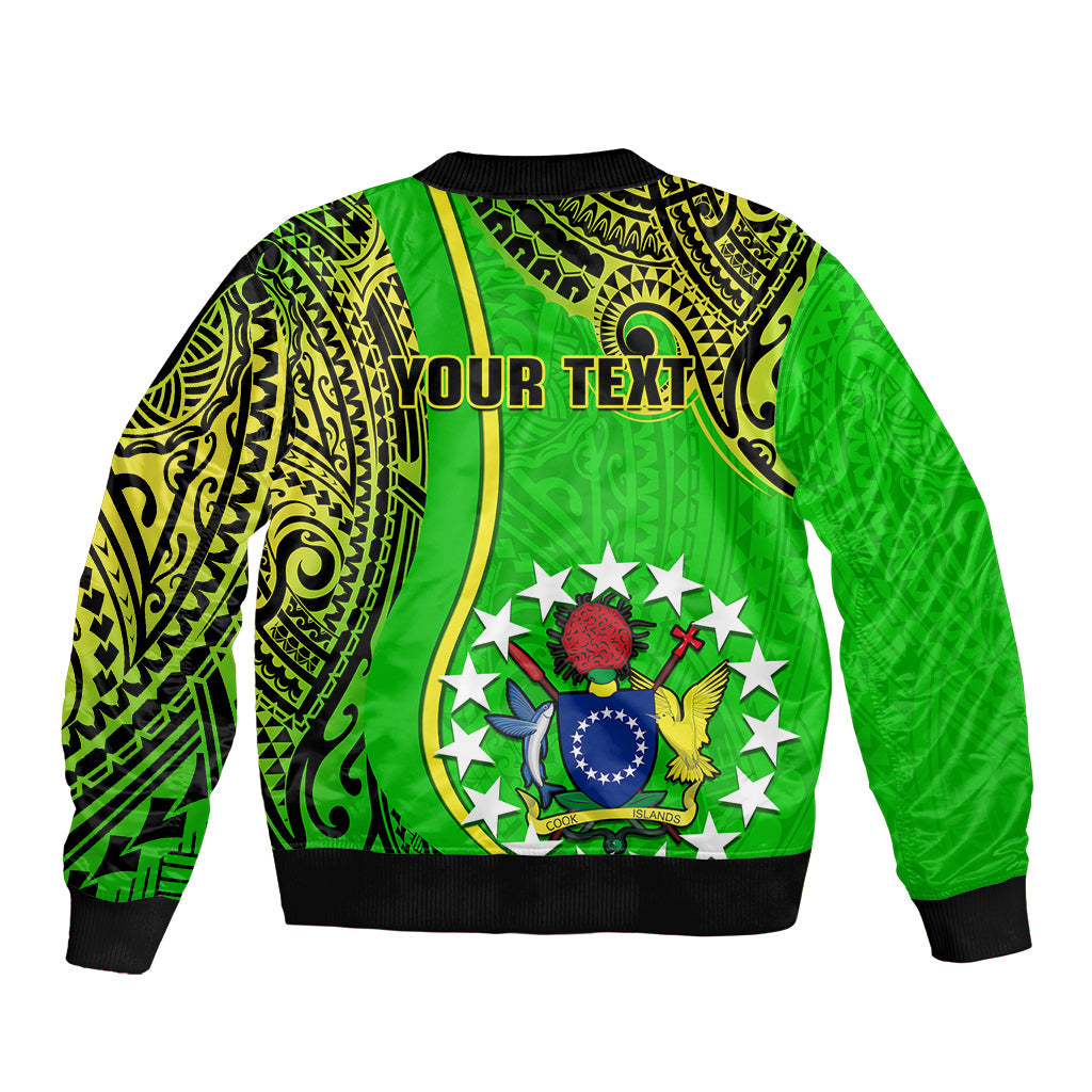 Personalised Cook Islands Bomber Jacket Mangaia Gospel Day Green Version