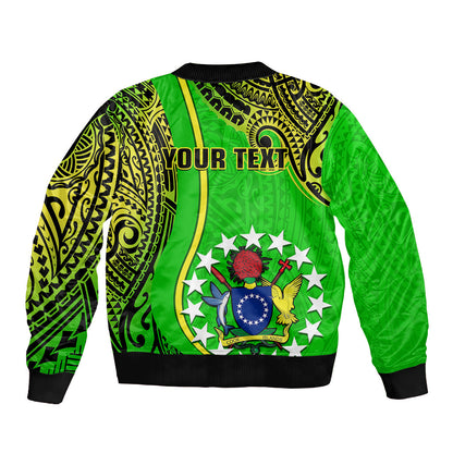 Personalised Cook Islands Bomber Jacket Mangaia Gospel Day Green Version