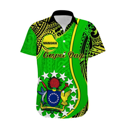 Personalised Cook Islands Hawaiian Shirt Mangaia Gospel Day Green Version