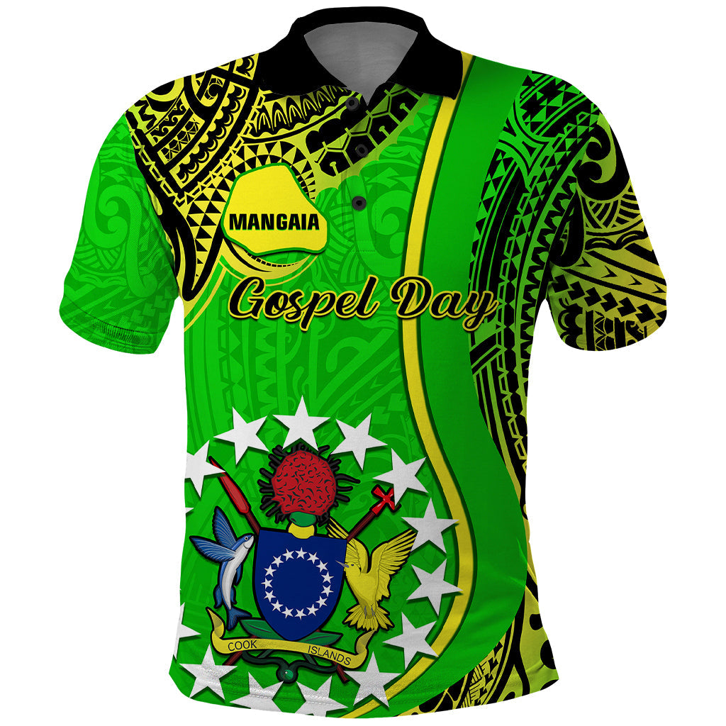 Personalised Cook Islands Polo Shirt Mangaia Gospel Day Green Version