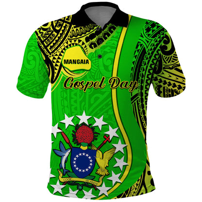 Personalised Cook Islands Polo Shirt Mangaia Gospel Day Green Version