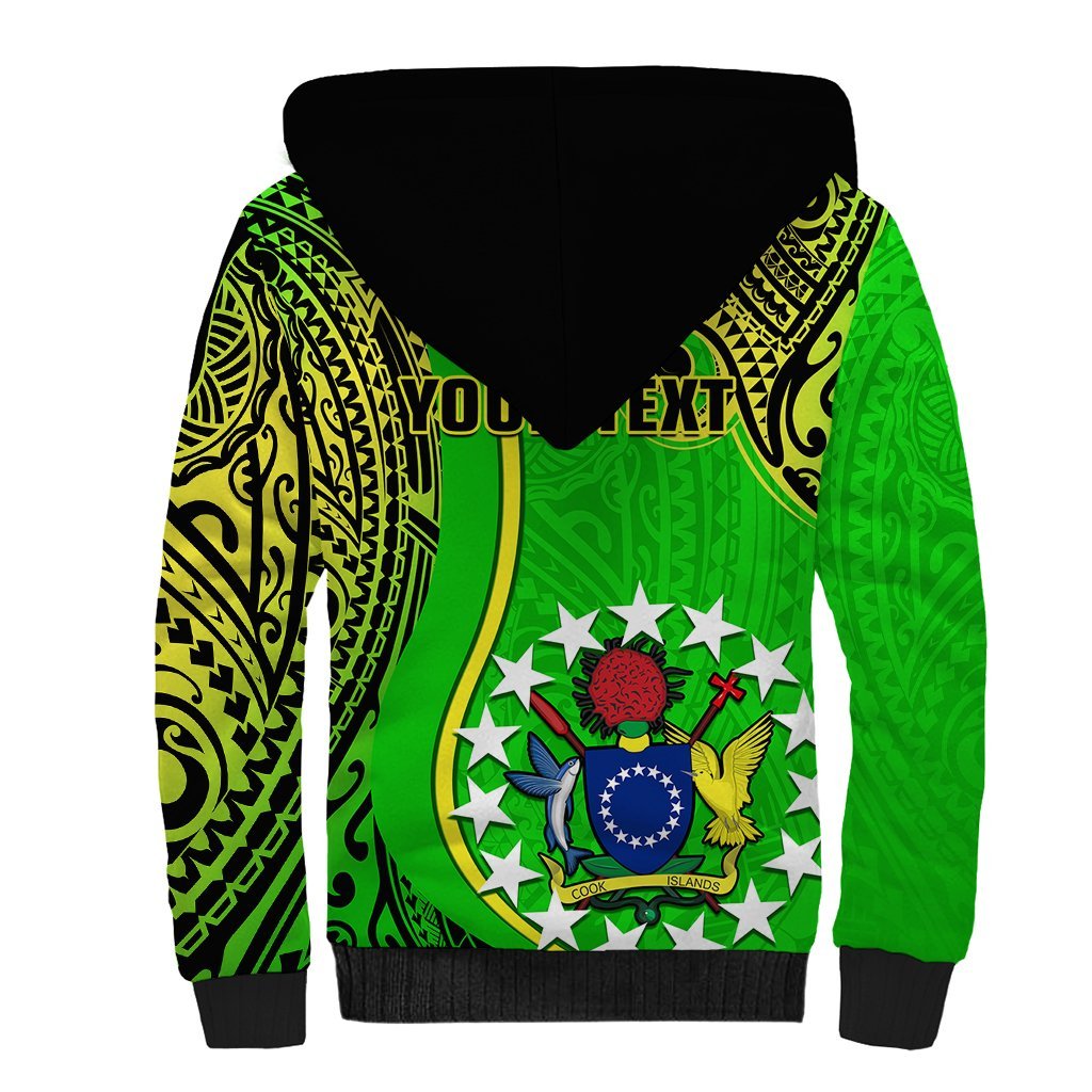 Personalised Cook Islands Sherpa Hoodie Mangaia Gospel Day Green Version