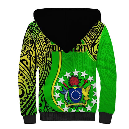 Personalised Cook Islands Sherpa Hoodie Mangaia Gospel Day Green Version