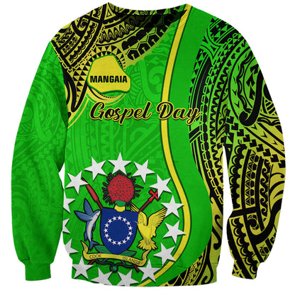 Personalised Cook Islands Sweatshirt Mangaia Gospel Day Green Version