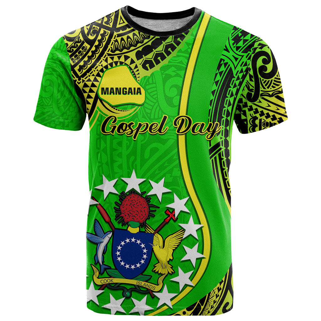 Personalised Cook Islands T Shirt Mangaia Gospel Day Green Version