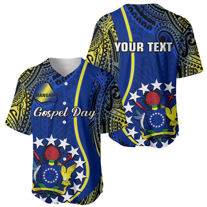 Personalised Cook Islands Baseball Jersey Mangaia Gospel Day Blue Version