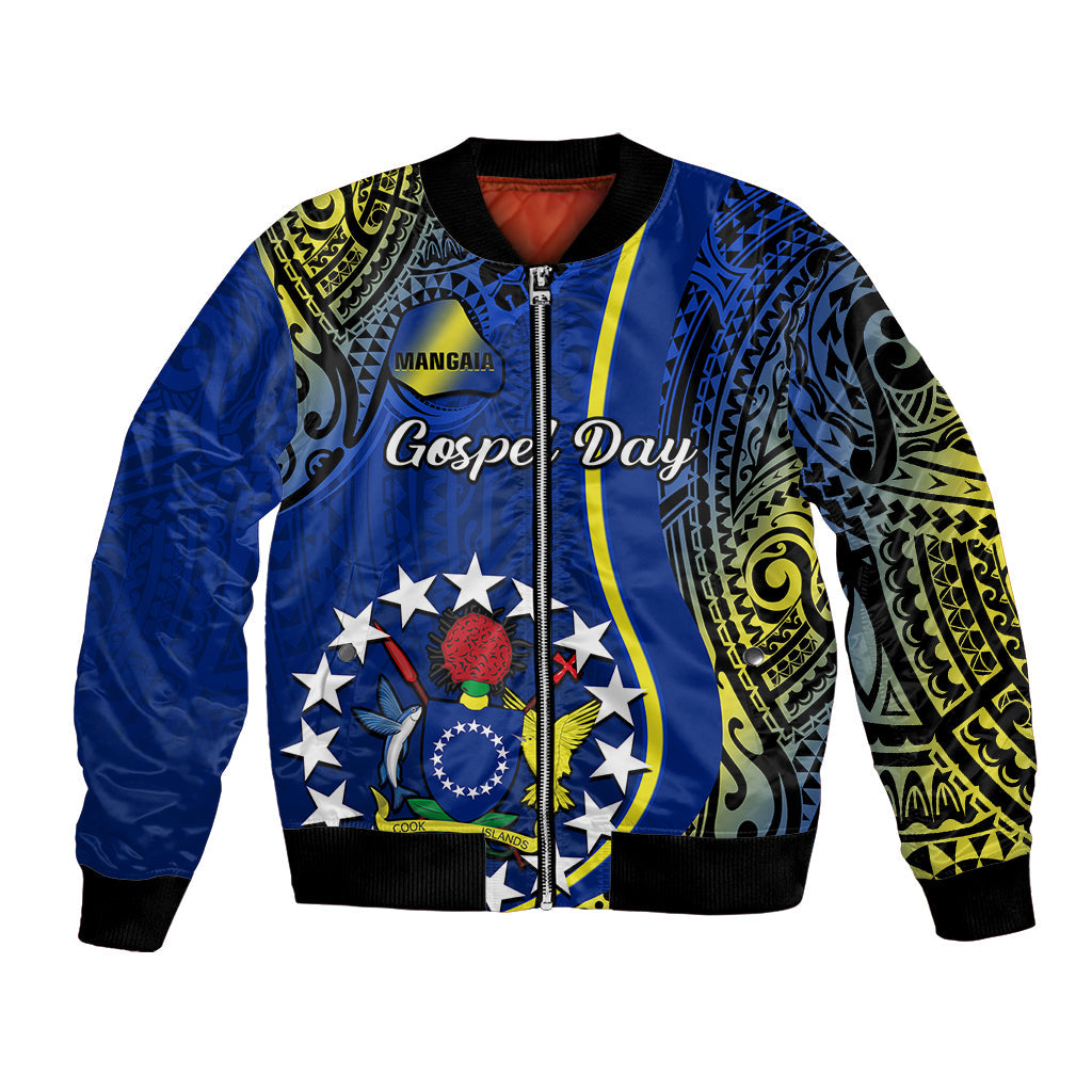 Personalised Cook Islands Bomber Jacket Mangaia Gospel Day Blue Version