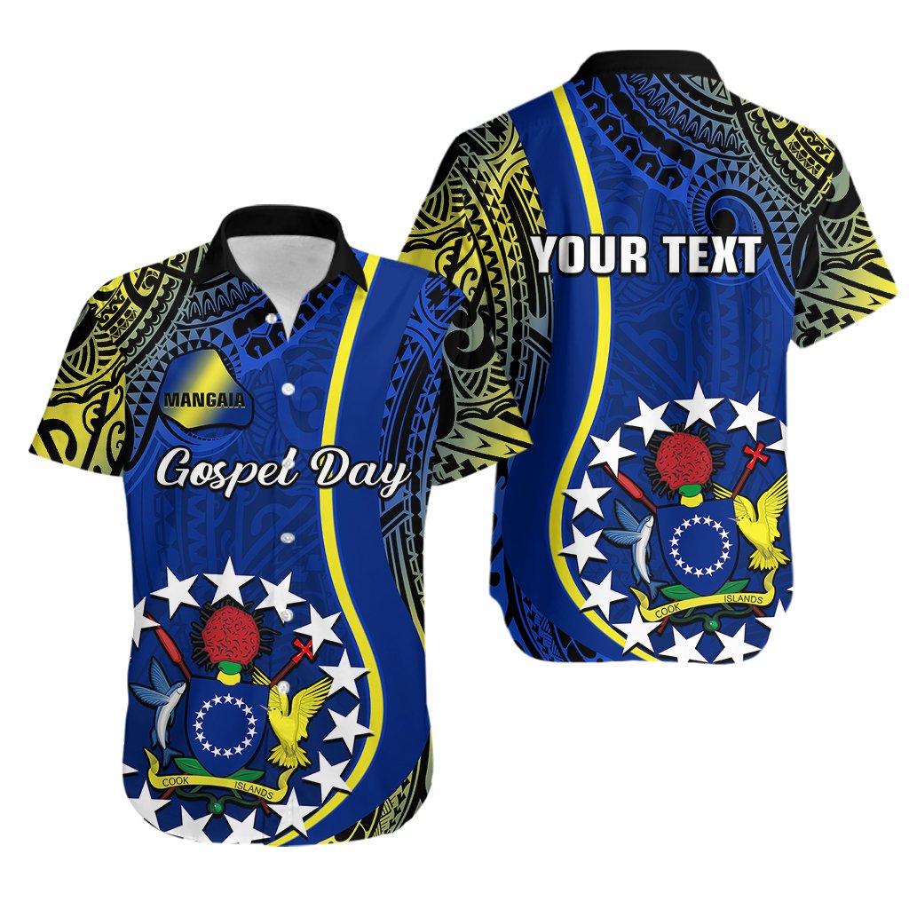 Personalised Cook Islands Hawaiian Shirt Mangaia Gospel Day Blue Version