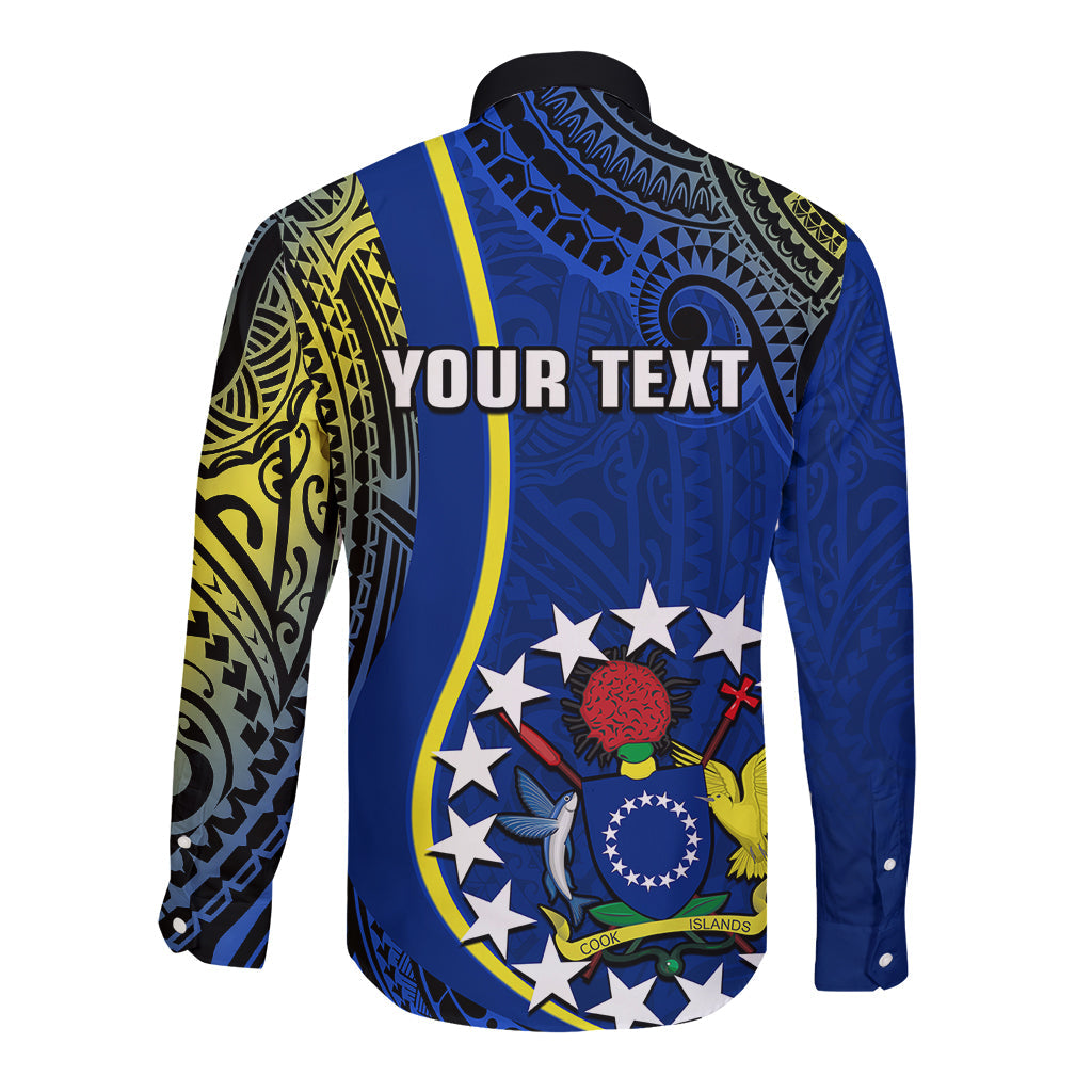 Personalised Cook Islands Long Sleeve Button Shirt Mangaia Gospel Day Blue Version
