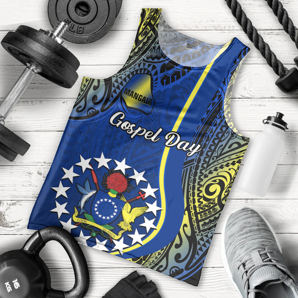Cook Islands Men Tank Top Mangaia Gospel Day Blue Version