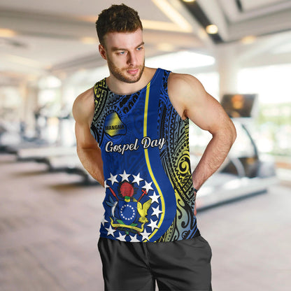 Cook Islands Men Tank Top Mangaia Gospel Day Blue Version