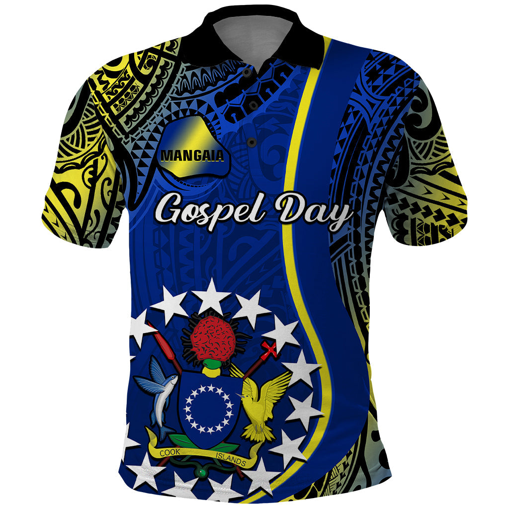 Personalised Cook Islands Polo Shirt Mangaia Gospel Day Blue Version