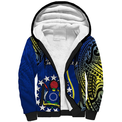 Personalised Cook Islands Sherpa Hoodie Mangaia Gospel Day Blue Version