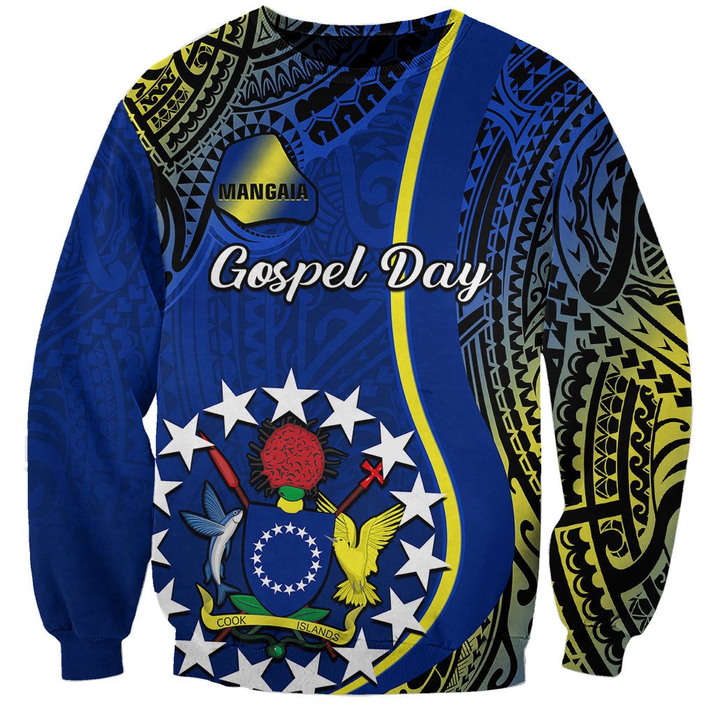 Personalised Cook Islands Sweatshirt Mangaia Gospel Day Blue Version
