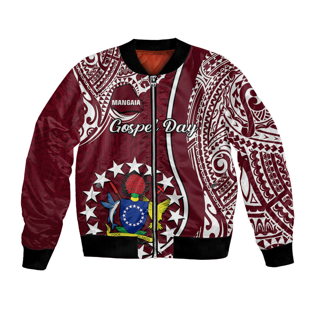 Personalised June 15 Mangaia Gospel Day Mangaia Cook Islands Bomber Jacket Maroon Version
