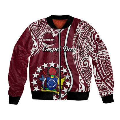 Personalised June 15 Mangaia Gospel Day Mangaia Cook Islands Bomber Jacket Maroon Version
