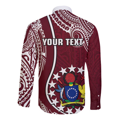 Personalised June 15 Mangaia Gospel Day Mangaia Cook Islands Long Sleeve Button Shirt Maroon Version