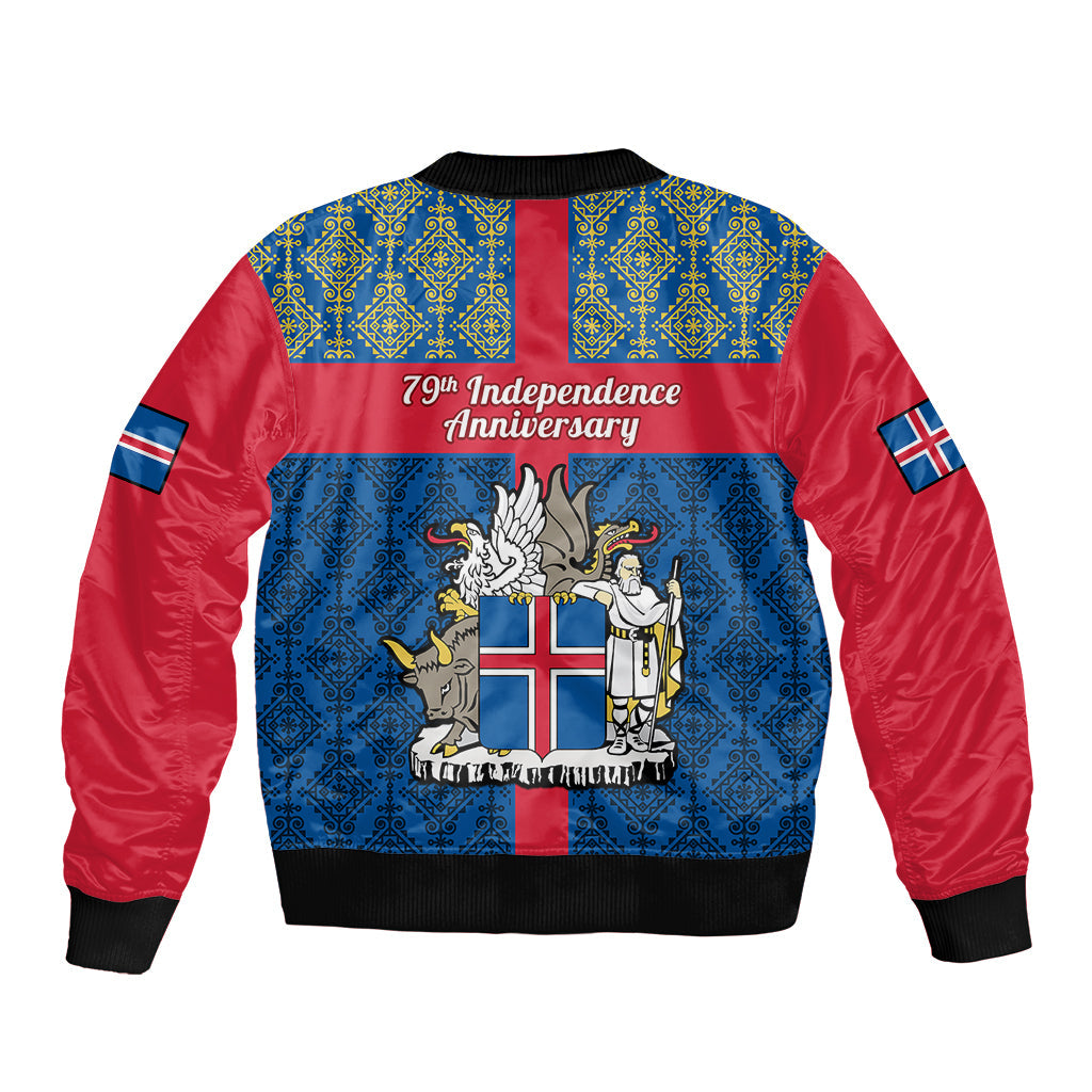 17 June Iceland National Day Bomber Jacket Icelandic Folk Pattern