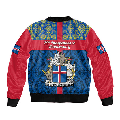 17 June Iceland National Day Bomber Jacket Icelandic Folk Pattern