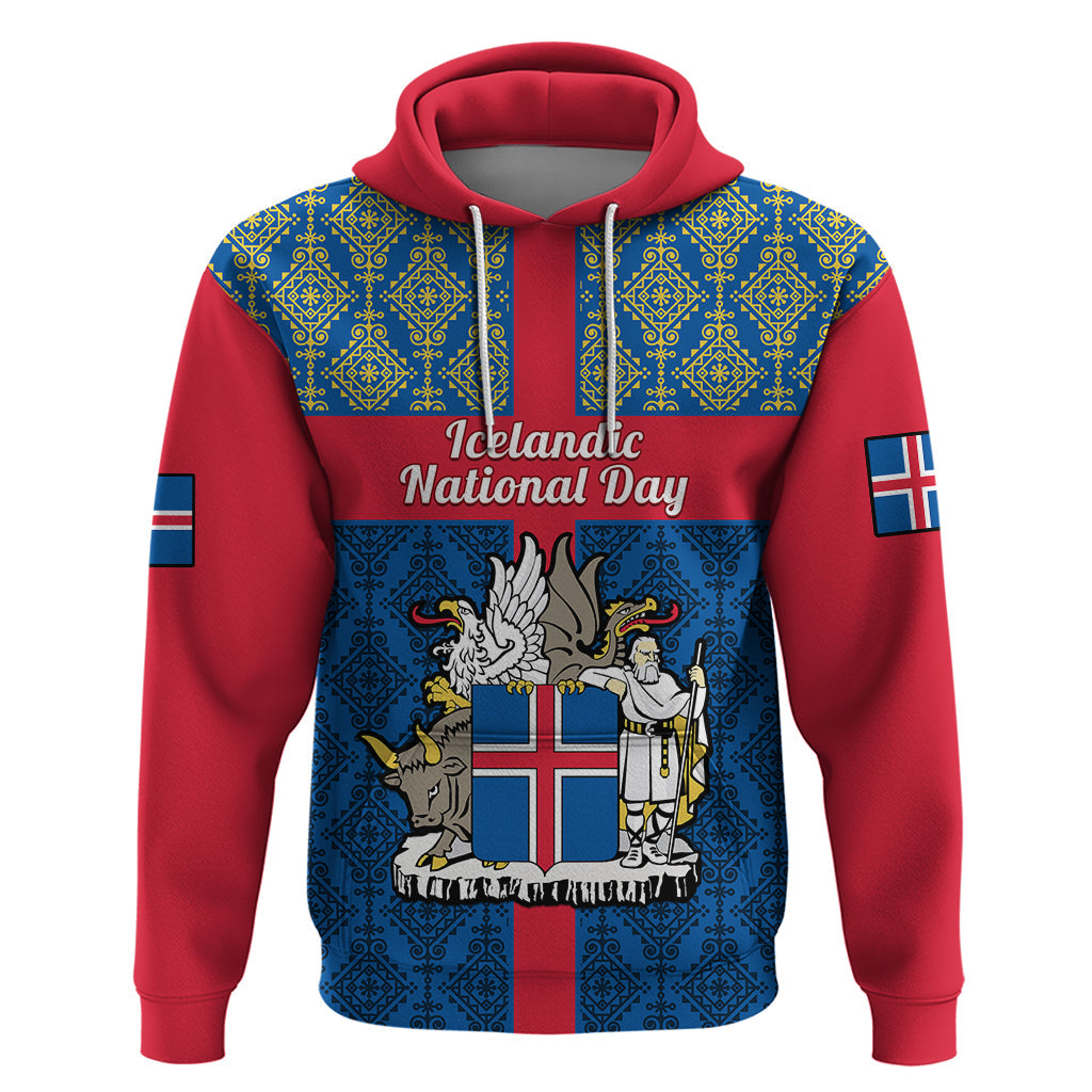 17 June Iceland National Day Hoodie Icelandic Folk Pattern