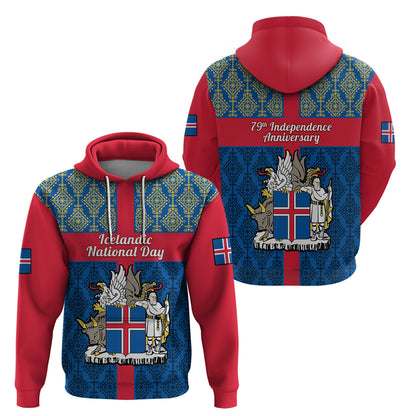 17 June Iceland National Day Hoodie Icelandic Folk Pattern
